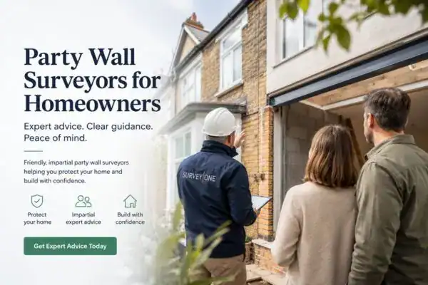 Image of couple with Party wall survey from Survey One Dartford